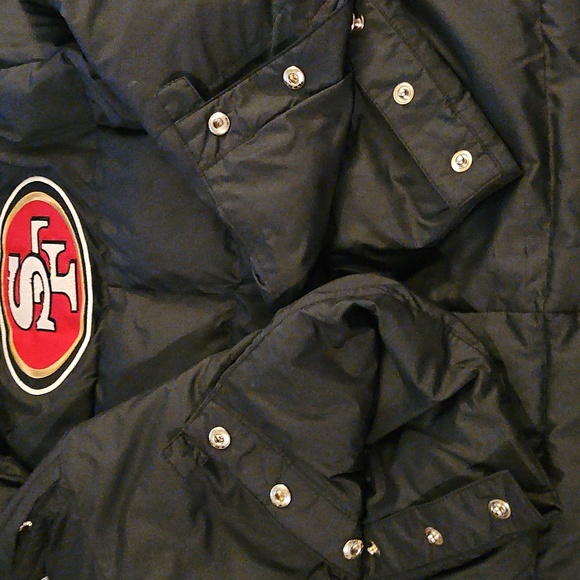 San Francisco 49ers Black Puffer Jacket with Fur Hood Large - Picture 9 of 16